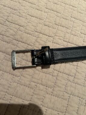 YSL Black women’s Leather Belt with Silver Buckle